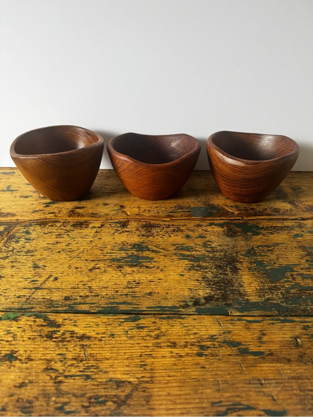 Hand Carved Wooden Bowls - Set of 3